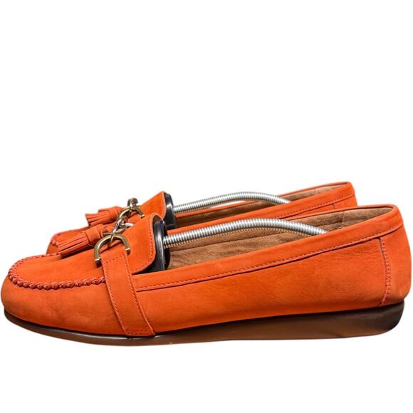 AEROSOLES Stitch'N Turn 11W Burnt Orange Suede Loafers Tassel Casual Comfort - Picture 6 of 12